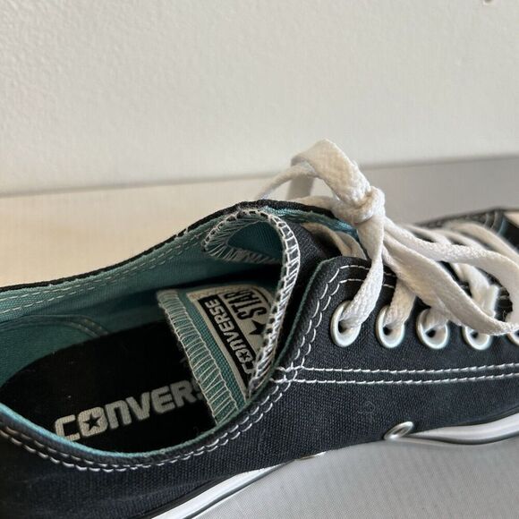 Converse All Star Low Double Tongue Black Teal Sneakers Size 6.5 EUC 553442F - Picture 6 of 8
